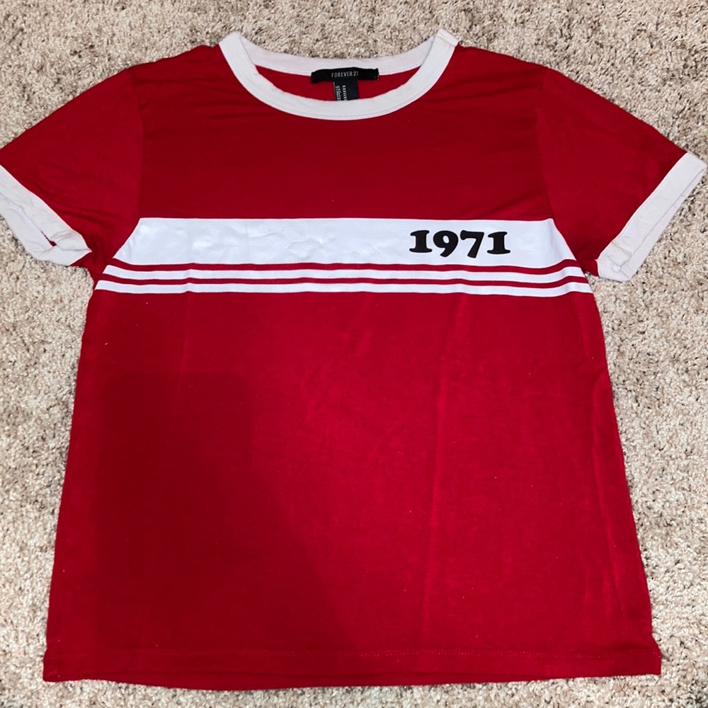 Forever 21 Red Racing Crop Top
